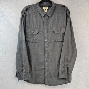 AMERICAN RAG | Mens XXL Gray Cotton Chambray Roll Tab Utility Button Down Shirt
